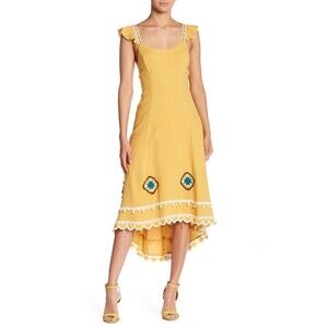 Yellow Endless Rose Crochet Patch High-Low Dress (NWT)